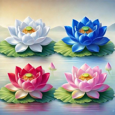  Fleur de lotus :  les 4 couleurs