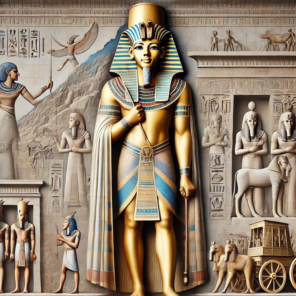 Image représentant ramsès ii, également connu sous le nom de ramsès le grand, mettant en valeur son statut puissant et emblématique dans l'Égypte ancienne.