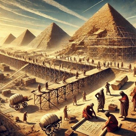  illustrant les théories de construction des pyramides égyptiennes